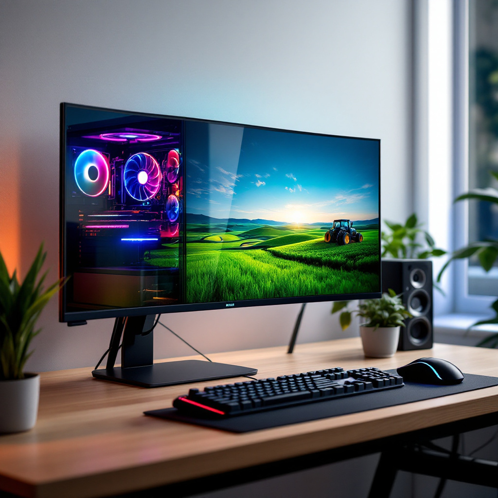 Gaming PC für Landwirtschafts Simulator Empfehlung mit Tower, Monitor und Feldansicht
